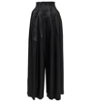 The Row Trude Pleated Silk And Wool-blend Wide-leg Pants In Black