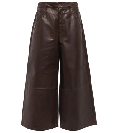 Etro Logo-embossed Leather Culottes In 0100