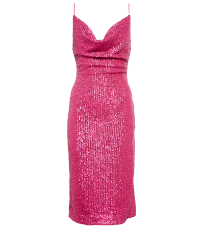 knee length dresses for ladies 1950s Mr. Blackwell Demi-Couture Densely Covered Pink Sequin Dress –  Shrimpton Couture