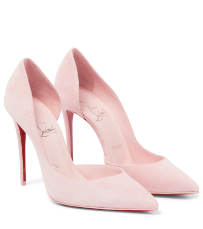 Christian Louboutin Iriza 100 Suede Point-toe Pumps In Pink