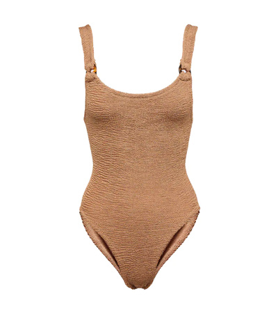 Hunza G Domino One Piece In Metallic Cocoa