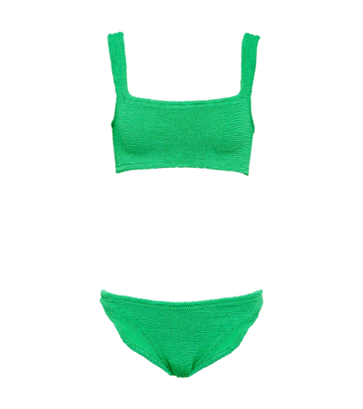 Hunza G 'xandra' Green Bikini With Fixed Straps In 绿色的