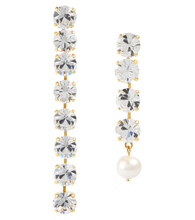 Magda Butrym Asymmetrical Drop Crystal Earrings In Crystal,pearl