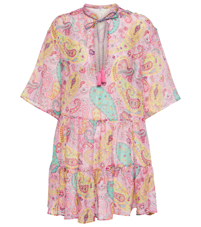 Etro Paisley Cotton And Silk Minidress In Pink