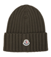 Moncler Ribbed-knit Virgin Wool Beanie In Military