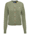 Polo Ralph Lauren Cable-knit Wool-blend Cardigan In Military Green