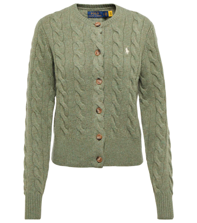 Polo Ralph Lauren Cable-knit Wool-blend Cardigan In Military Green