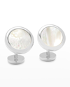 CUFFLINKS, INC DOUBLE SIDED MOTHER-OF-PEARL ROUND BEVELED CUFFLINKS