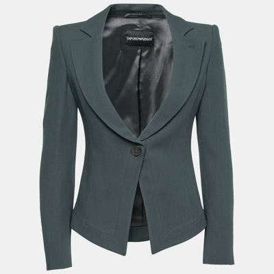 Pre-owned Emporio Armani Dark Green Wool Crepe Single Breasted Blazer S