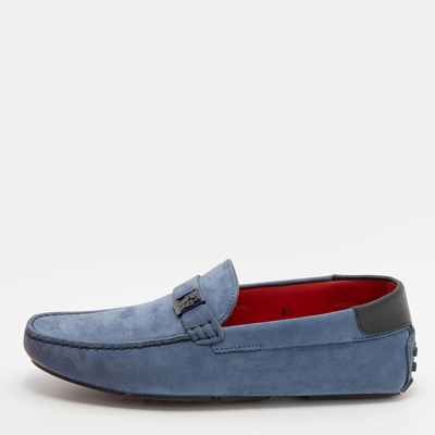 Pre-owned Tod's For Ferrari Blue Suede Slip On Loafers Size 40
