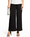 Eileen Fisher Crinkled Wide-leg Ankle Pants In Black