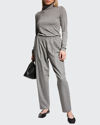 Lafayette 148 Veda Jersey Turtleneck Top In Nickel Melange