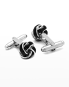 CUFFLINKS, INC BLACK AND SILVER KNOT STUD SET