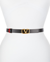 Valentino Garavani Vlogo Leather Belt In 11j Selleria Nero