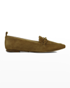 Veronica Beard Champlain Suede Chain Loafers In Hazelwood Tan Sue