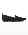 Veronica Beard Champlain Chain Pointed Toe Flat In Eclipse Dark Blue