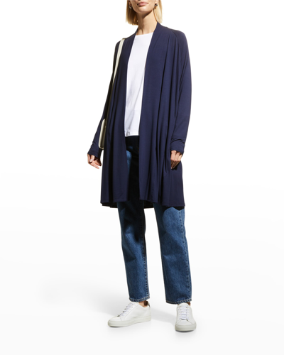 Eileen Fisher Long Open-front Jersey Jacket In Nocturne