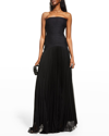 ALEXIS SUNNIVA STRAPLESS PLEATED-SKIRT GOWN