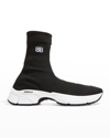 Balenciaga Men's Speed 30 Sock High-top Sneakers In 1090 Black/white/