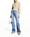 Veronica Beard Jeans Crosbie Wide-leg Jeans With Pocket Details In Amethyst