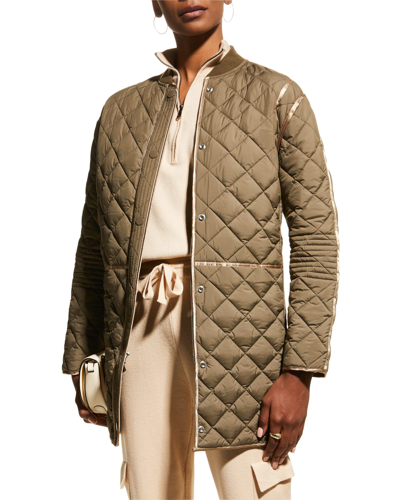 Monrow Quilted Bomber Jacket In Laurel Green