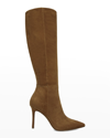 Veronica Beard Lisa Suede Stiletto Knee Boots In Hazelwood Brown S