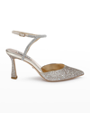 Badgley Mischka Kamilah Ankle Strap Pump In Silv Textl