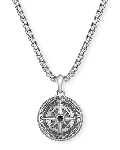 David Yurman Men's Maritime Compass Pendant With Diamonds In Silver, 29.5mm In Black