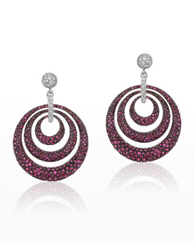 Andreoli White Gold Diamond And Ruby Earrings