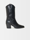 Maje Pointed-toe Heeled Leather Cowboy Boots In Black