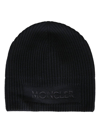 MONCLER MONCLER LOGO EMBROIDERED RIBBED BEANIE