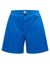 Hugo Boss Garment-dyed Regular-fit Shorts In Stretch-cotton Twill In Light Blue