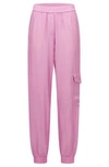 HUGO BOSS RELAXED-FIT TRACKSUIT BOTTOMS IN SATIN WITH TENCEL MODAL