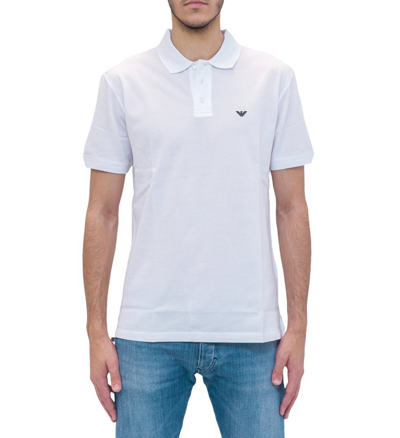 Emporio Armani Logo Embroidered Polo Shirt In White