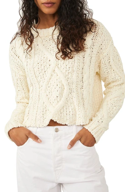 Free People Cutting Edge Ivory Cable-knit Jumper In Ivory