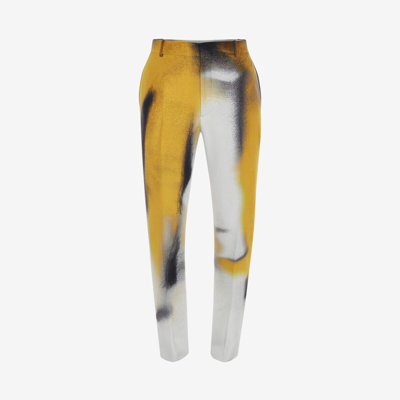 Alexander Mcqueen Silhouette Cigarette Trousers In Ivory/yellow