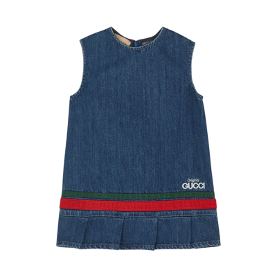 Gucci Babies' Kids Navy Logo Denim Dress