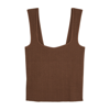 Vince Square Neck Rib Tank Top In Brown