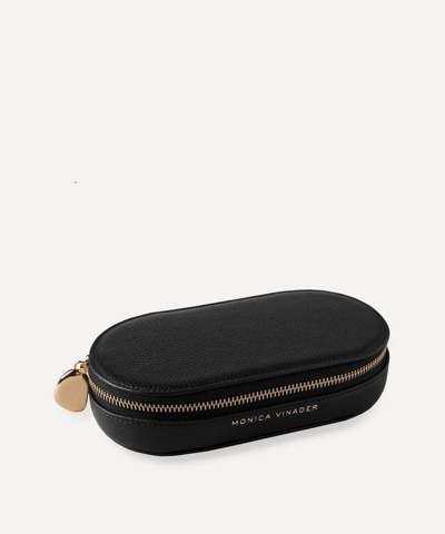 Monica Vinader Leather Oval Jewellery Box In Black