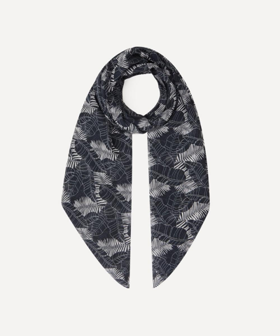 Eskandar Large Printed Silk Scarf In Navy