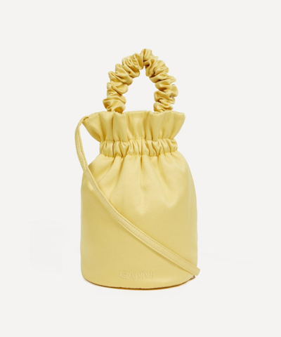Ganni Women's Satin Pouch Mini-bag In Pale Banana