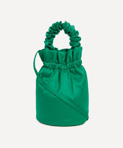 Ganni Women's Satin Pouch Mini-bag In Kelly Green