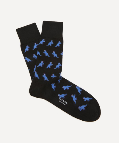 Paul Smith Dino Motif Cotton-blend Socks In Black
