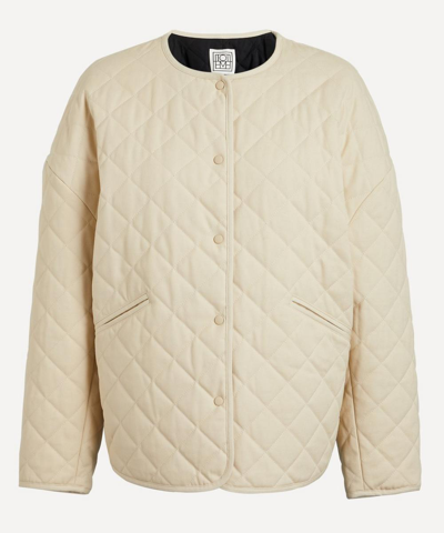 Totême Quilted Organic Cotton Canvas Jacket In Beige