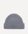 Acne Studios Face Logo Beanie Hat In Grey Melange