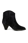 Isabel Marant Darizo Suede Western Booties In Faded Black