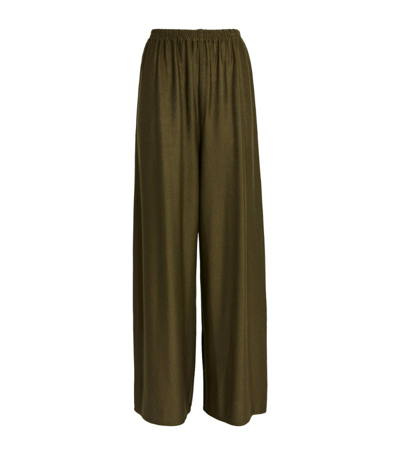 Eskandar Cashmere-silk Flared Trousers In Green