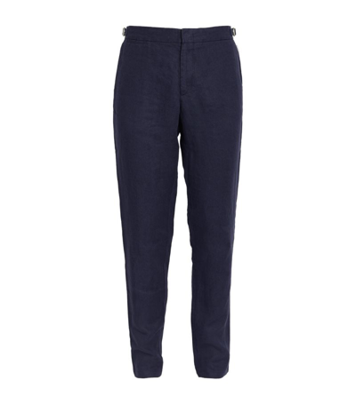 Orlebar Brown Linen Griffon Trousers In Navy