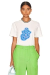 Moncler Genius 1 Moncler Jw Anderson Logo Short-sleeve Cotton T-shirt In White & Blue