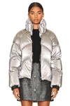 Moncler Avoriaz Quilted Metallic Shell Down Jacket In Silver